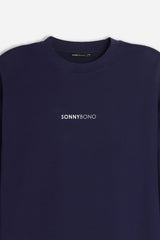 T-SHIRT GIROCOLLO CON LOGO MANICA LUNGA BLEU