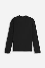 T-SHIRT GIROCOLLO CON LOGO MANICA LUNGA NERO