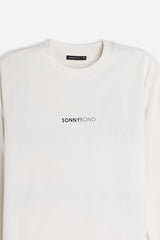 T-SHIRT GIROCOLLO CON LOGO MANICA LUNGA GESSO
