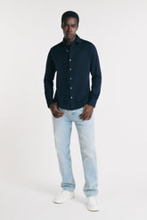 CAMICIA IN JERSEY MERCERIZZATO BLEU