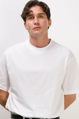 T-SHIRT GIROCOLLO IN COTONE MERCERIZZATO BIANCO