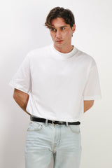 T-SHIRT GIROCOLLO IN COTONE MERCERIZZATO BIANCO