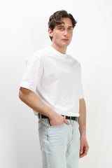 T-SHIRT GIROCOLLO IN COTONE MERCERIZZATO BIANCO