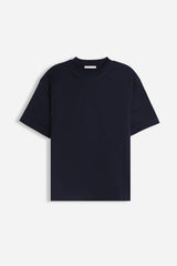 T-SHIRT GIROCOLLO IN COTONE MERCERIZZATO BLEU