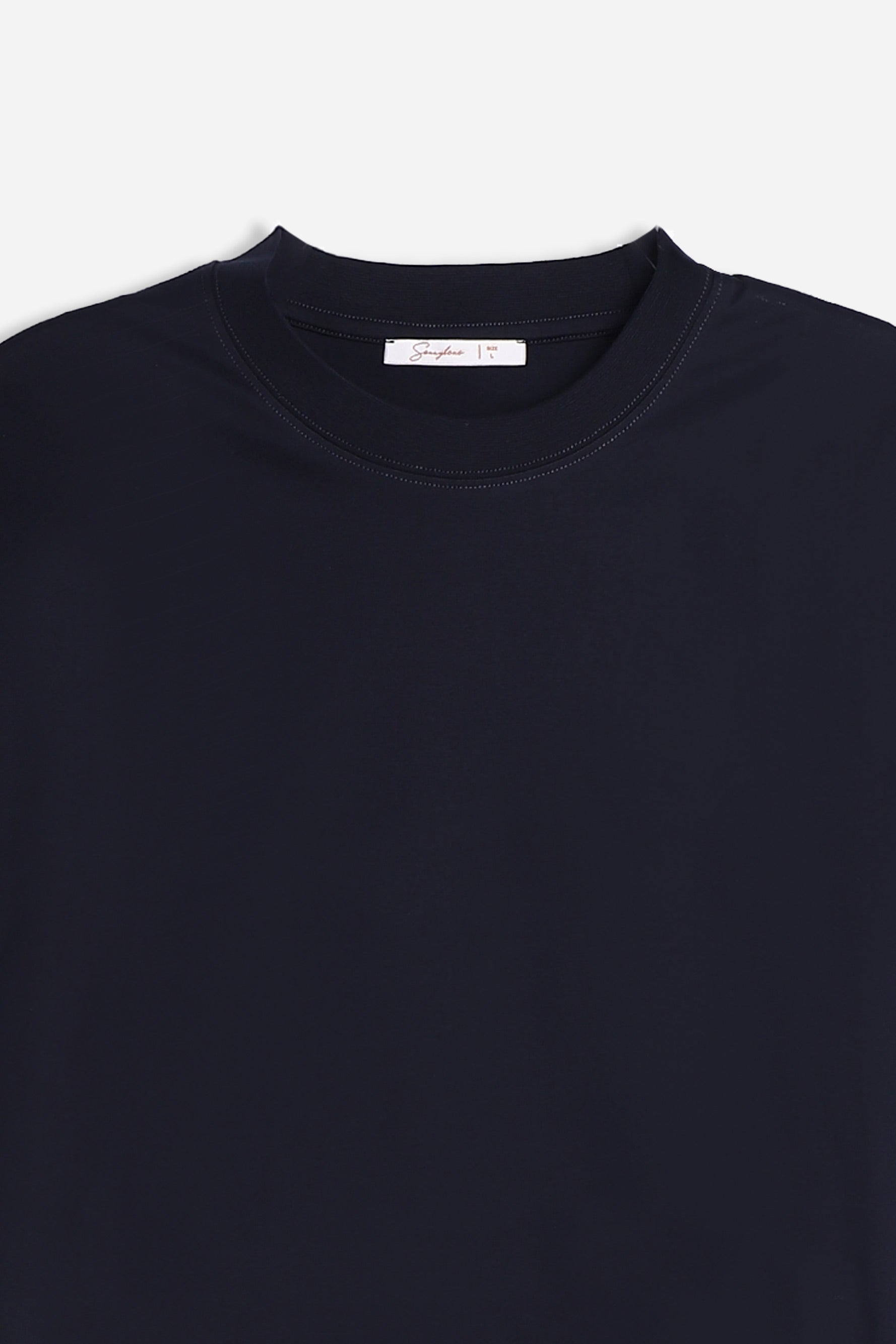 T-SHIRT GIROCOLLO IN COTONE MERCERIZZATO BLEU