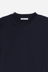 T-SHIRT GIROCOLLO IN COTONE MERCERIZZATO BLEU