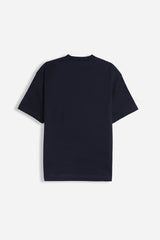 T-SHIRT GIROCOLLO IN COTONE MERCERIZZATO BLEU