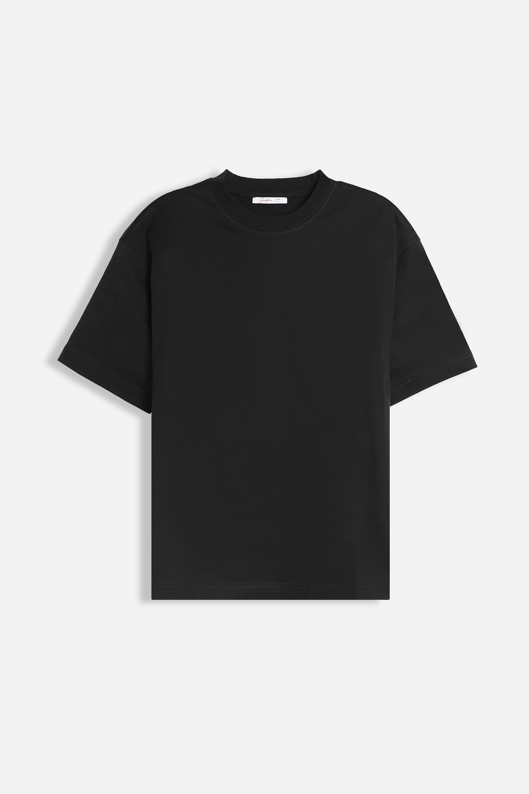 T-SHIRT GIROCOLLO IN COTONE MERCERIZZATO NERO