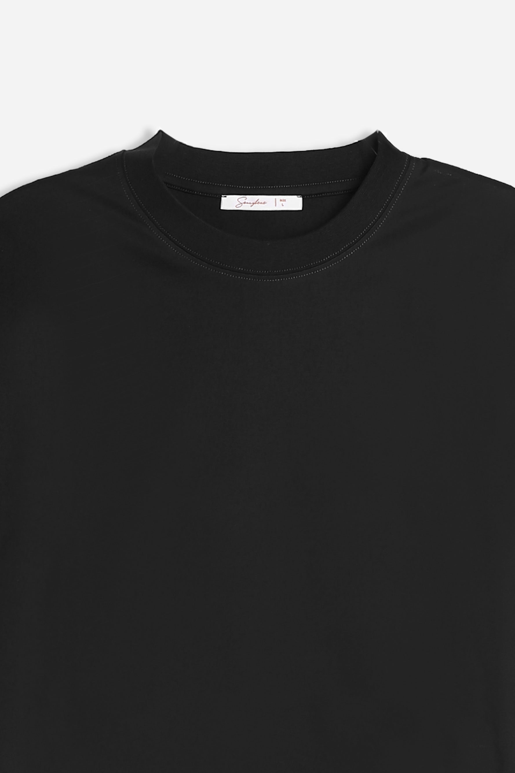 T-SHIRT GIROCOLLO IN COTONE MERCERIZZATO NERO