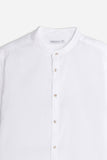 CAMICIA COLLO COREANO COTONE SLUB BIANCO