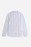 CAMICIA COLLO COREANO COTONE SLUB F AZZURRO