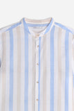 CAMICIA COLLO COREANO COTONE SLUB F AZZURRO