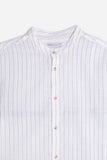 CAMICIA COLLO COREANO COTONE SLUB BLU