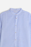 CAMICIA COLLO COREANO COTONE SLUB CELESTE