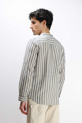 CAMICIA COLLO COREANO COTONE SLUB SABBIA