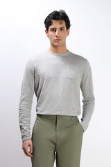 MAGLIA IN COTONE SLUB E TASCHINO GRIGIO MEDIO