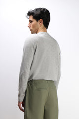 MAGLIA IN COTONE SLUB E TASCHINO GRIGIO MEDIO