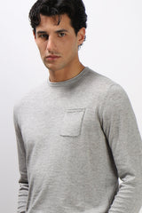 MAGLIA IN COTONE SLUB E TASCHINO GRIGIO MEDIO
