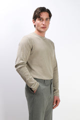 MAGLIA IN COTONE SLUB E TASCHINO KAKI