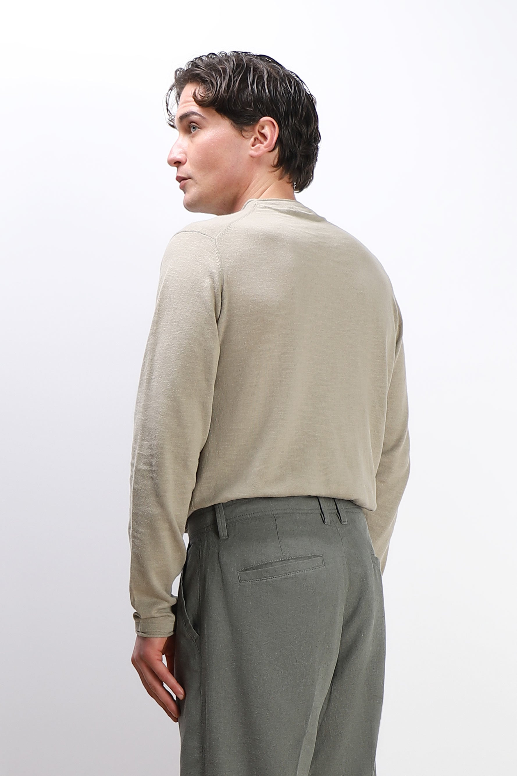 MAGLIA IN COTONE SLUB E TASCHINO KAKI