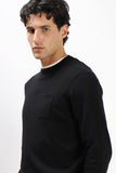 MAGLIA IN COTONE SLUB E TASCHINO NERO
