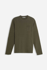 MAGLIA IN COTONE SLUB E TASCHINO VERDE MILITARE