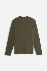 MAGLIA IN COTONE SLUB E TASCHINO VERDE MILITARE