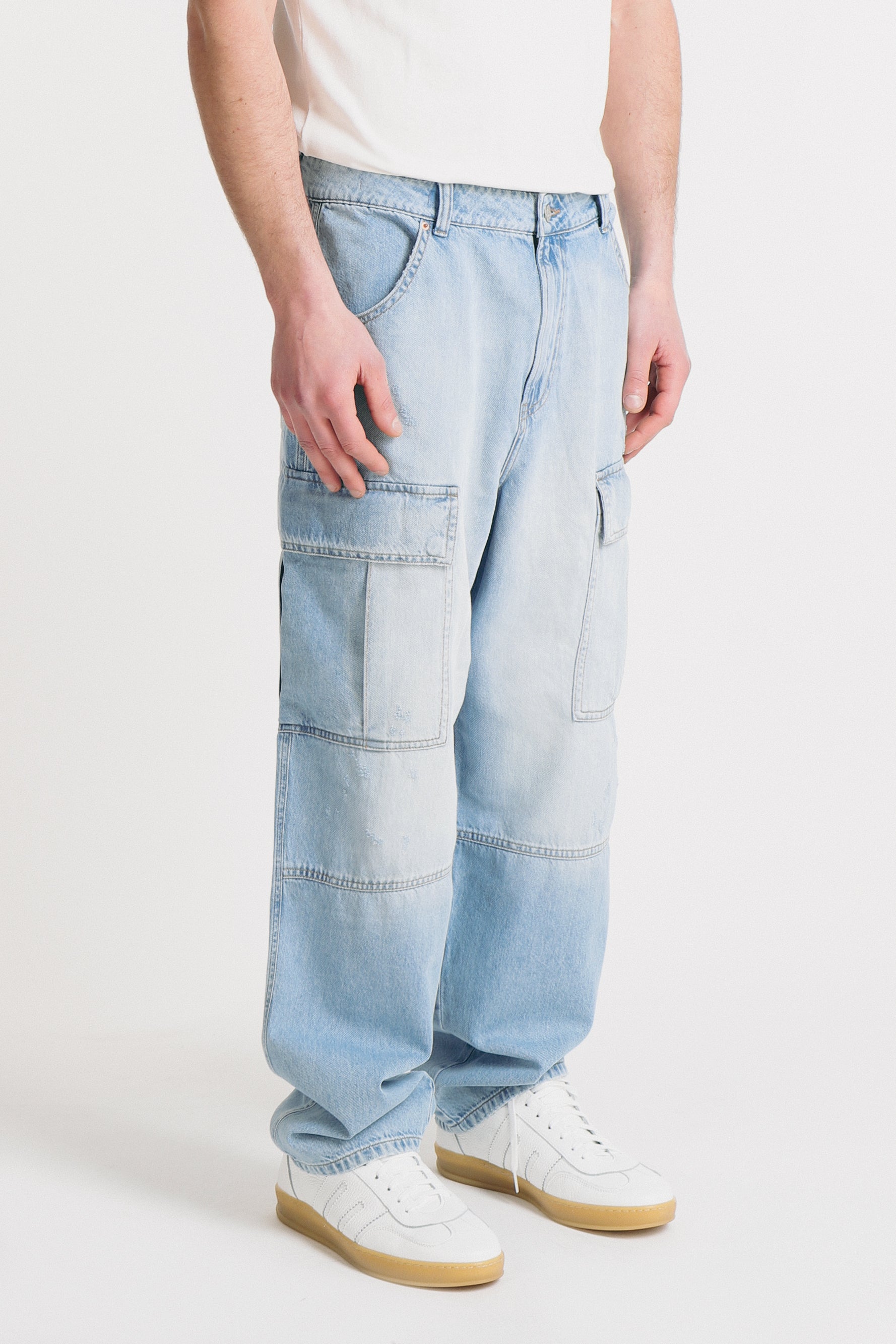 JEANS CARGO MODELLO BAGGY CELESTE - Sonnybono