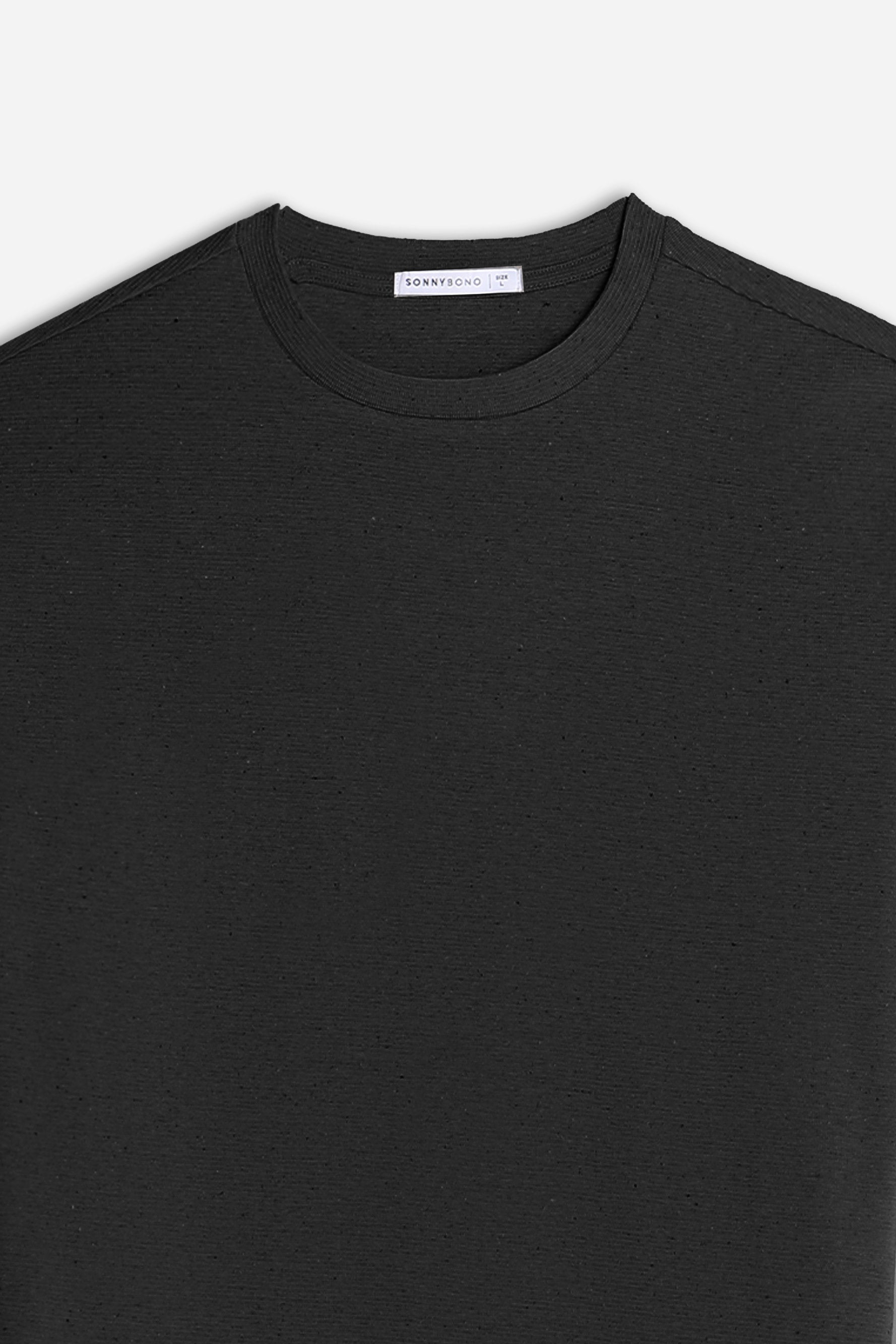 T-SHIRT GIROCOLLO IN JERSEY EFFETTO FIAMMATO NERO