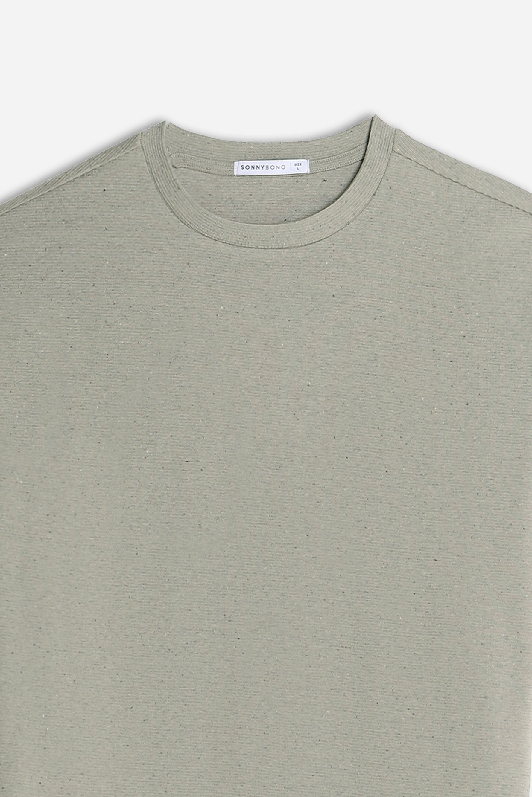 T-SHIRT GIROCOLLO IN JERSEY EFFETTO FIAMMATO VERDE MUSCHIO