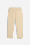 PANTALONE IN TWILL CON ELASTICO NEI FIANCHI BEIGE CHIARO