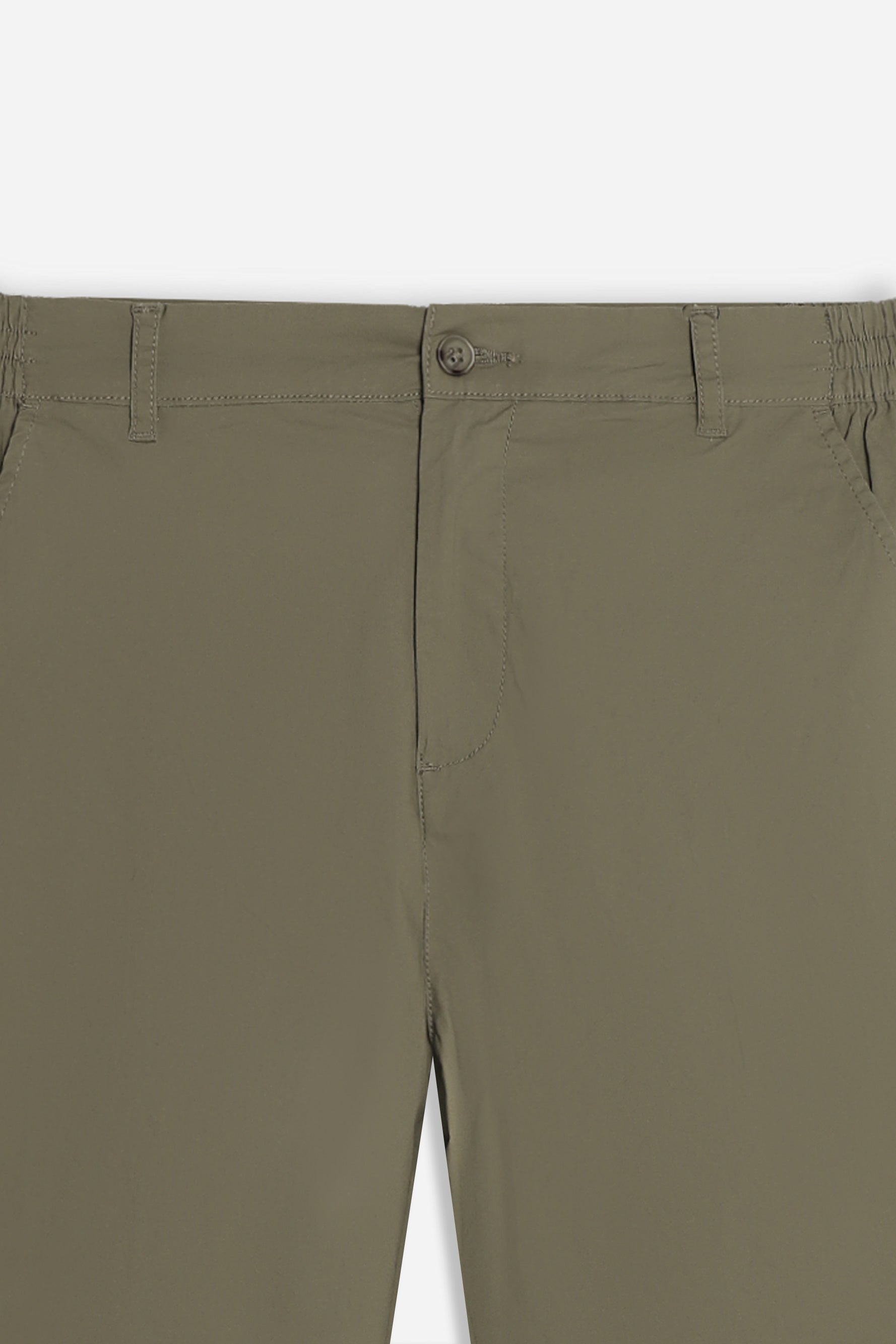 PANTALONE IN TWILL CON ELASTICO NEI FIANCHI VERDE MILITARE