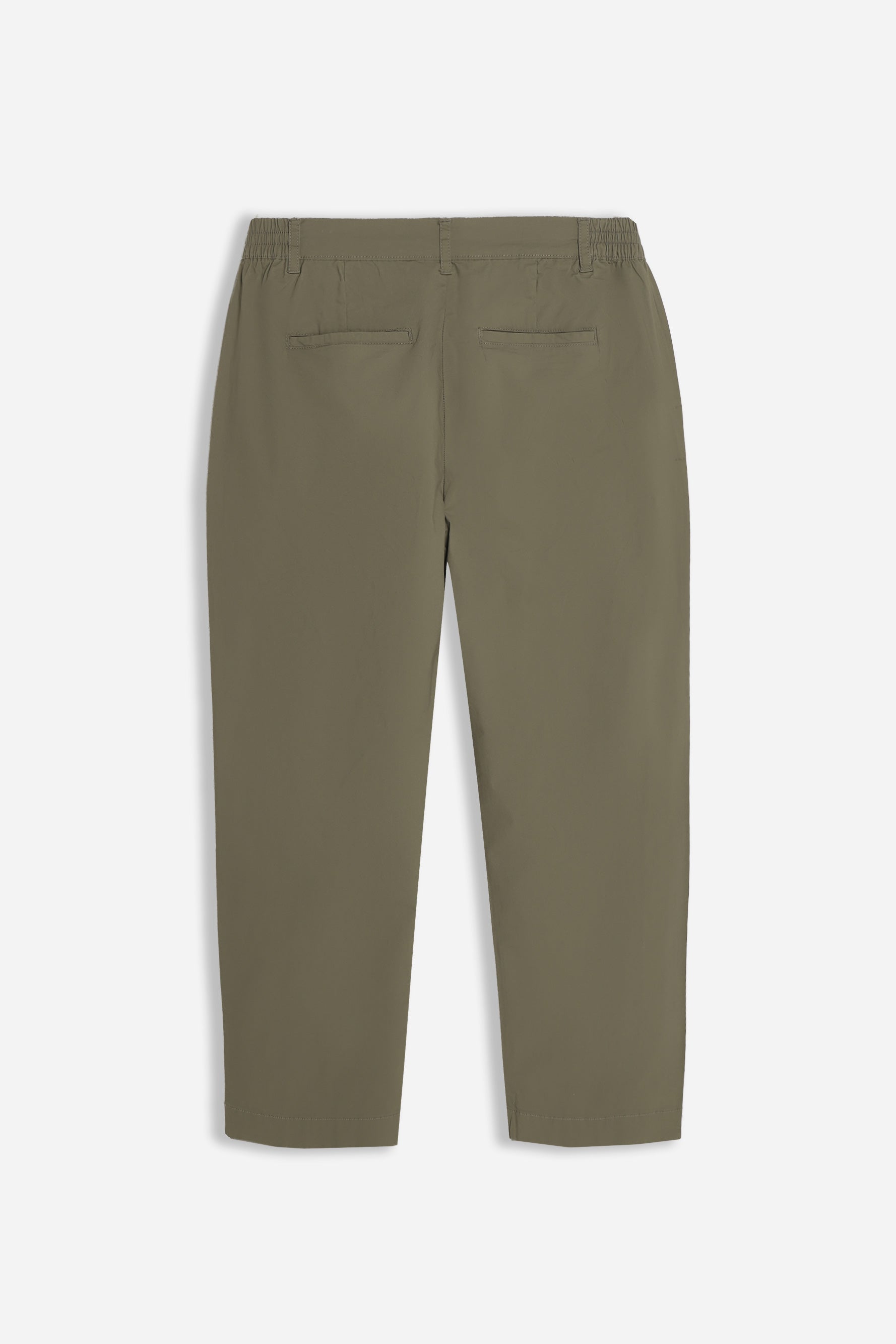 PANTALONE IN TWILL CON ELASTICO NEI FIANCHI VERDE MILITARE