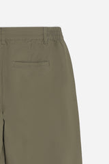 PANTALONE IN TWILL CON ELASTICO NEI FIANCHI VERDE MILITARE