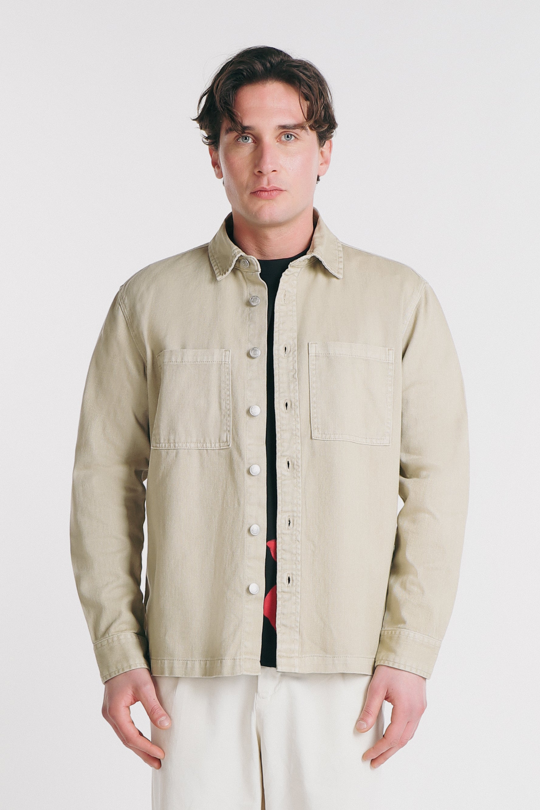OVERSHIRT IN COTONE BEIGE - Sonnybono