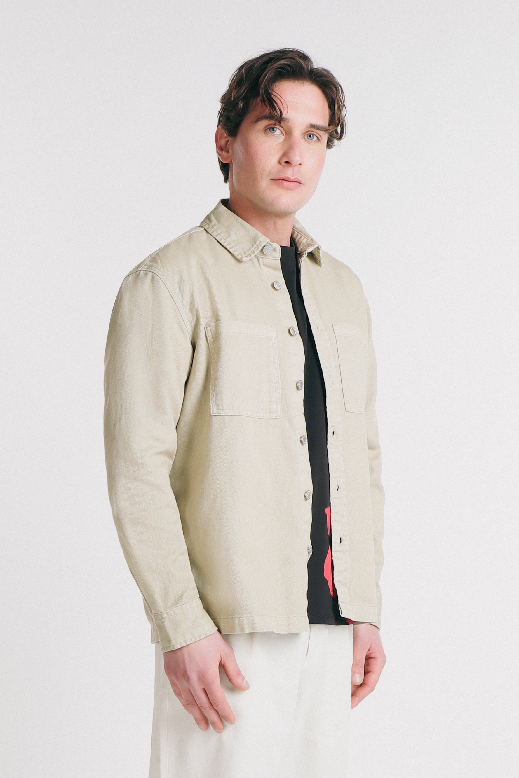 OVERSHIRT IN COTONE BEIGE - Sonnybono