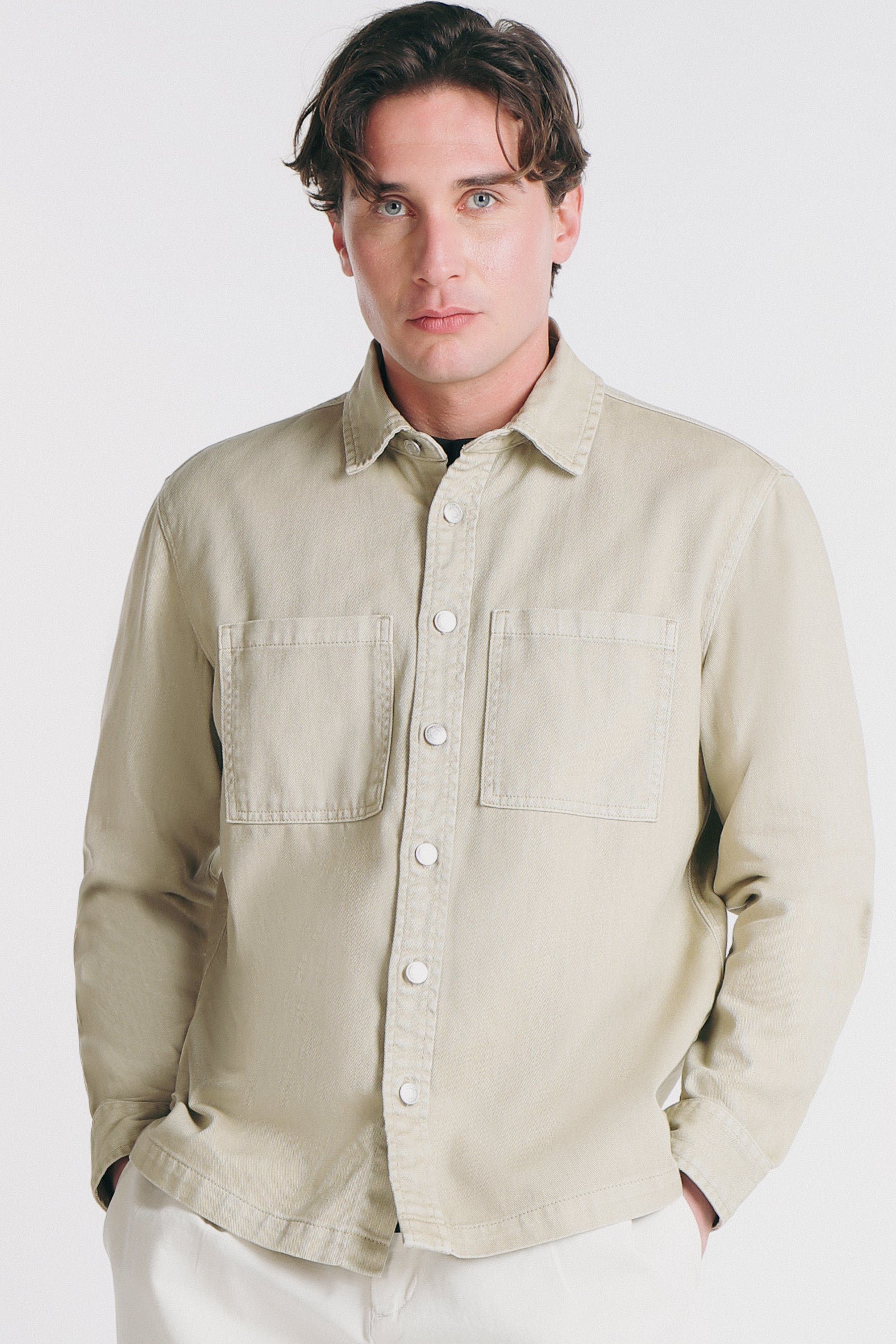 OVERSHIRT IN COTONE BEIGE - Sonnybono