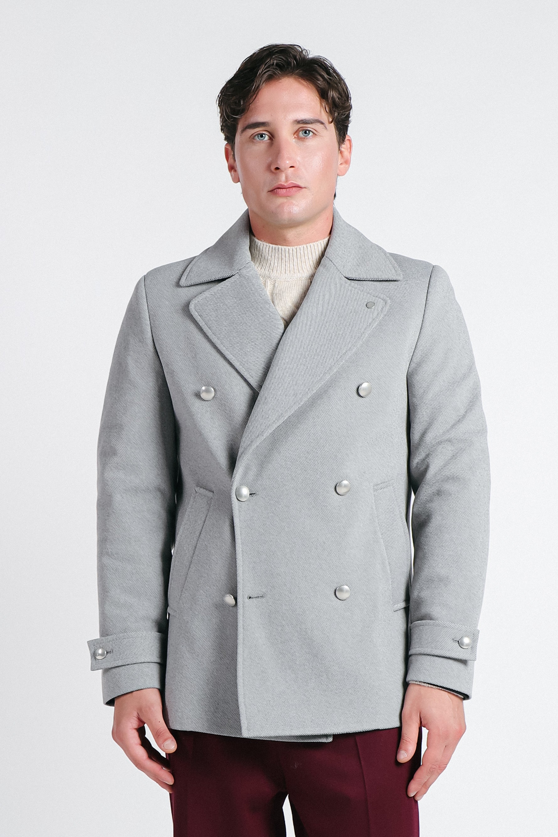 CAPPOTTO DOPPIO PETTO GRIGIO CHIARO - Sonnybono