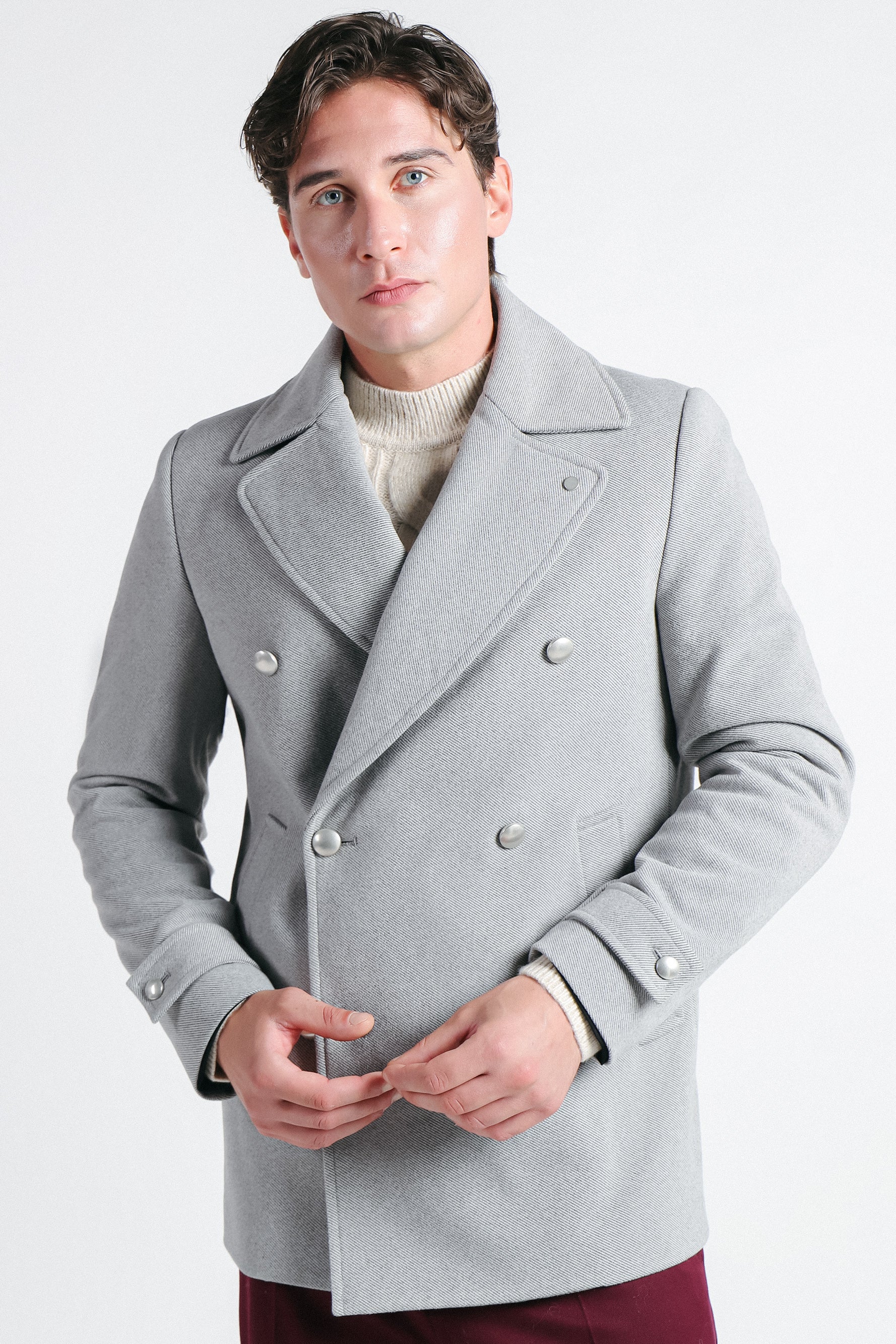 CAPPOTTO DOPPIO PETTO GRIGIO CHIARO - Sonnybono
