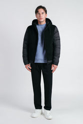 GIUBBOTTO IMBOTTITO CON CAPPUCCIO VELLUTO NERO