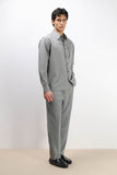 PANTALONE FANTASIA A RIGHE CON CINTURA GRIGIO