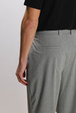 PANTALONE FANTASIA A RIGHE CON CINTURA GRIGIO