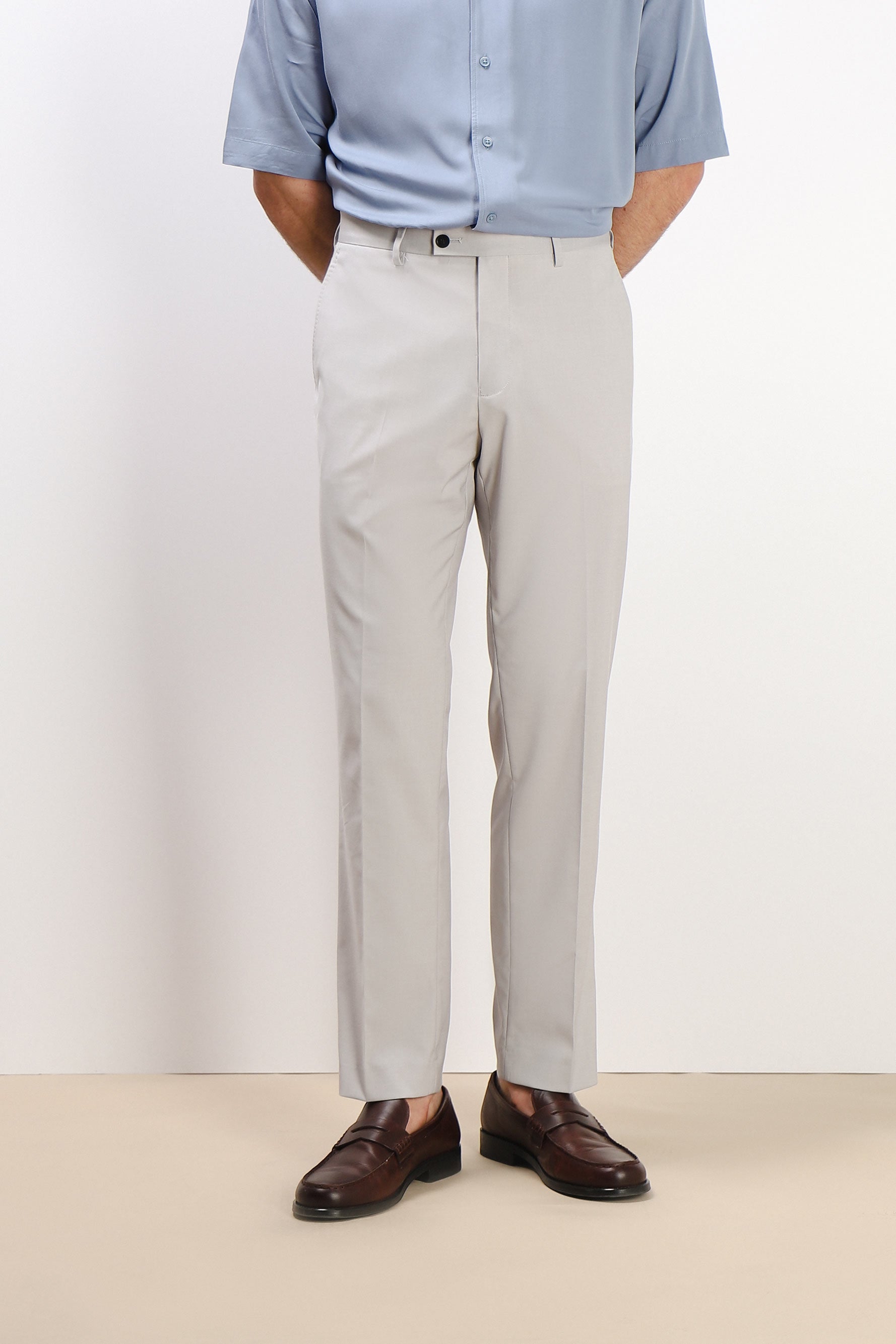 PANTALONE DA ABITO SENZA RISVOLTO GRIGIO