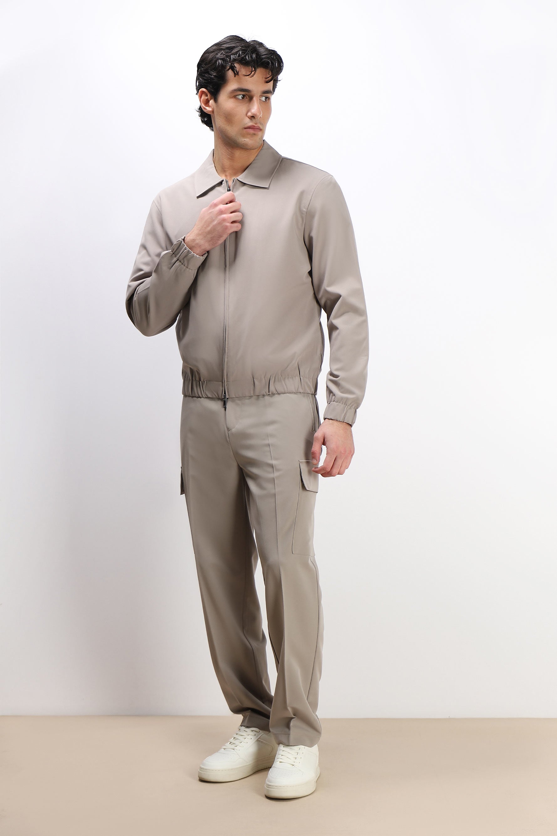 GIUBBOTTO BOMBER COLLO CAMICIA SABBIA