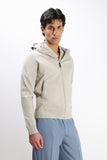 GIUBBOTTO BOMBER MAGLIA CON CAPPUCCIO A CONTRASTO GRIGIO