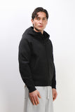 GIUBBOTTO BOMBER MAGLIA CON CAPPUCCIO A CONTRASTO NERO