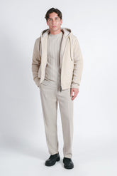 GIUBBOTTO TAGLIO FELPA CON MANICHE IN MAGLIA BEIGE CHIARO