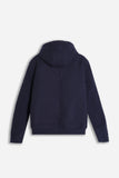 GIUBBOTTO IN PANNO FULL ZIP CON CAPPUCCIO E MANICHE IN RIB M BLEU