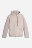 GIUBBOTTO IN PANNO FULL ZIP CON CAPPUCCIO E MANICHE IN RIB M-BEIGE