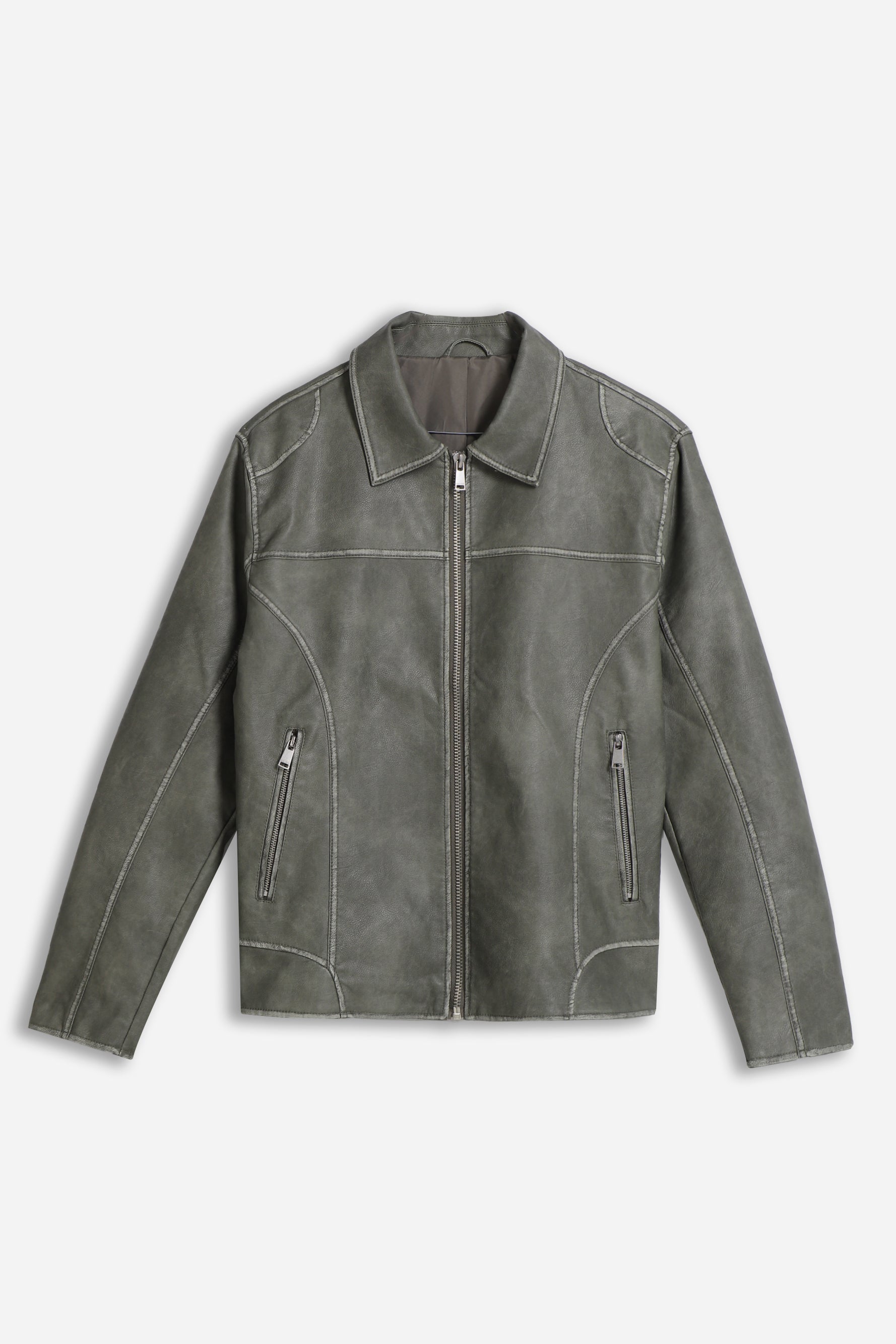 GIUBBOTTO BIKER EFFETTO SLAVATO GRIGIO - Sonnybono